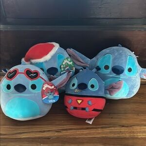 Squishmallows Blue and Red Stuffed Animals with Round Shape and Large Eyes
